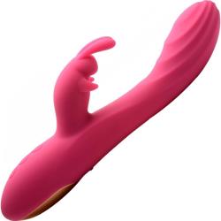 Power Bunnies Huggers 10X Silicone Rabbit Vibrator, 8.3 Inch, Red
