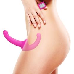 Ouch! Vibrating Silicone Strapless Strapon with Remote Control, Pink