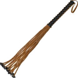 Ouch! Braided 22 Tails with 12 Handle Italian Leather, 34 Inch, Brown