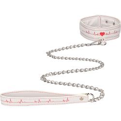 Ouch! Collar with Leash Nurse Theme, White