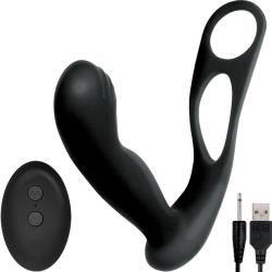 Butts Up Prostate Massager with Scrotum and Cock Ring, Black