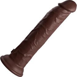 King Cock Elite Vibrating Silicone Dual Density Cock with Remote, 9 Inch, Chocolate