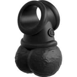 King Cock Elite the Crown Jewels Weighted Swinging Balls C-Ring, Black