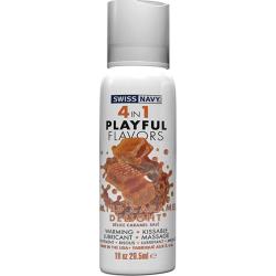 Swiss Navy 4 in 1 Playful Flavors Lubricant, 1 fl.oz (29.5 mL), Salted Caramel Delight