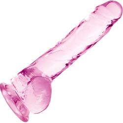Naturally Yours Crystalline Dildo with Suction Cup, 8 Inch, Rose