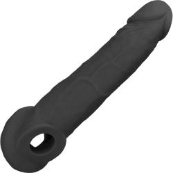 RealRock Penis Sleeve with Ring, 9 Inch, Black