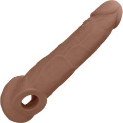 RealRock Penis Sleeve with Ring, 9 Inch, Mocha
