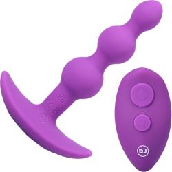 A-Play Beaded Silicone Anal Plug with Remote, 5.5 Inch, Purple