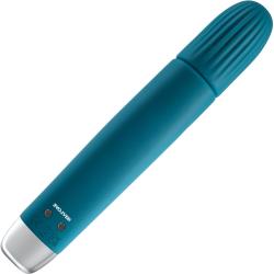 Evolved Super Slim Silicone Rechargeable Vibrator, 7.75 Inch, Teal