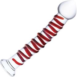 glas Mr Swirly Thick Glass Dildo, 10 Inch, Clear/Red