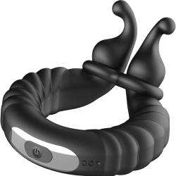 Forto F-24 Textured Vibrating Cock Ring, 1.57 Inch, Black