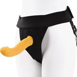 Gender X Sweet Embrace Vibrating Strap-On Set with Remote. 7 Inch, Yellow