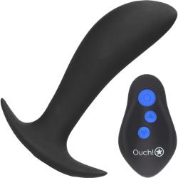 Ouch! E-Stim & Vibrating Butt Plug with Wireless Remote, 4.84 Inch, Black