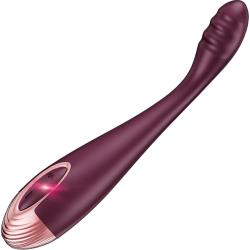 Zola Rechargeable Silicone Warming G-Spot Massager, 7.7 Inch, Burgundy/Rose Gold