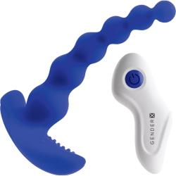 Gender X Beaded Pleasure Remote Controlled Vibrator, 4.5 Inch, Blue