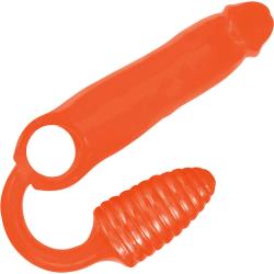 Rooster XXXPANDER Ribbed Butt Plug, 7.5 Inch, Orange