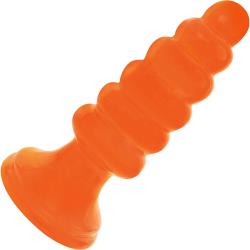 Rooster Vibrating Bubble Ribbed Butt Plug, 6.25 Inch, Orange