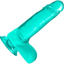 B Yours Plus Rock n` Roll Dildo with Suction Cup Base, 7 Inch, Teal