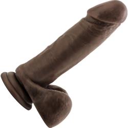 Dr. Skin Plus Posable Triple Density Dildo with Balls, 8 Inch, Chocolate