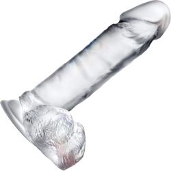 B Yours Diamond Glimmer Dildo with Suction Cup Base, 8 Inch, Clear