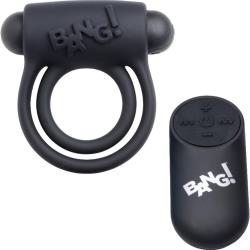 Bang! Remote Control 28X Vibrating Cock Ring and Bullet, Black