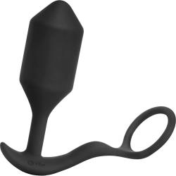 b-Vibe Vibrating Snug and Tug Weighted Plug with Penis Ring, 5.5.Inch, Black