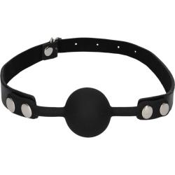 Ouch! Silicone Ball Gag with Adjustable Bonded Leather Straps, Black