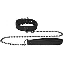 Ouch! Puppy Play Neoprene Collar with Leash, Black
