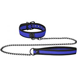Ouch! Puppy Play Neoprene Collar with Leash, Blue/Black