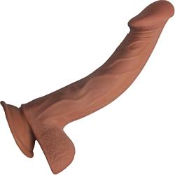 Realcocks Dual Layered Dildo with Suction Cup Base, 9 Inch, Mocha