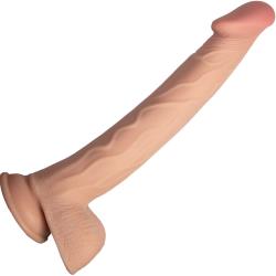 Realcocks Dual Layered Dildo with Suction Cup Base, 11 Inch, Vanilla