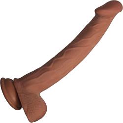 Realcocks Dual Layered Dildo with Suction Cup Base, 11 Inch, Mocha