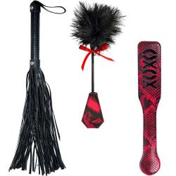 Nasstoys Lovers Kits Whip Tickle and Paddle Kit, Black/Red