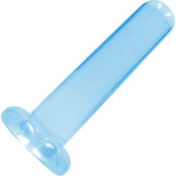 RealRock Crystal Clear Straight Dildo with Suction Cup, 5 Inch, Blue