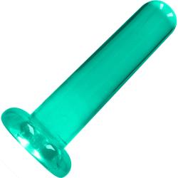 RealRock Crystal Clear Straight Dildo with Suction Cup, 5 Inch, Turquoise