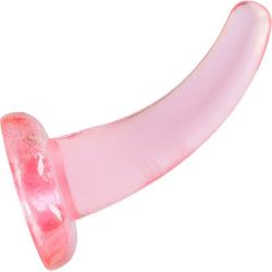 RealRock Crystal Clear Curved Dildo with Suction Cup, 5 Inch, Pink