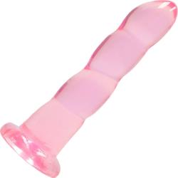 RealRock Crystal Clear Bulbous Tip Dildo with Suction Cup, 7 Inch, Pink