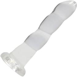 RealRock Crystal Clear Bulbous Tip Dildo with Suction Cup, 7 Inch, Clear
