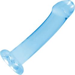 RealRock Crystal Clear Thick Top Dildo with Suction Cup, 7 Inch, Blue