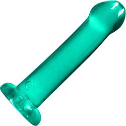 RealRock Crystal Clear Thick Top Dildo with Suction Cup, 7 Inch, Turquoise