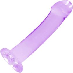 RealRock Crystal Clear Thick Top Dildo with Suction Cup, 7 Inch, Purple