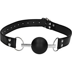 Ouch! Solid Rubber Ball Gag with Bonded Leather Straps, Black