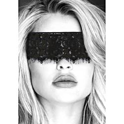 Ouch! Black & White Lace Mask with Elastic Straps, Black