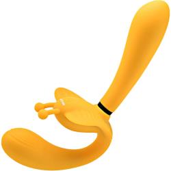 Evolved Monarch Rechargeable Silicone Vibrating Strapless Strap-On, Yellow