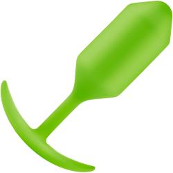 b-Vibe Snug Plug 3 Weighted Silicone Anal Toy, 4.7 Inch, Lime