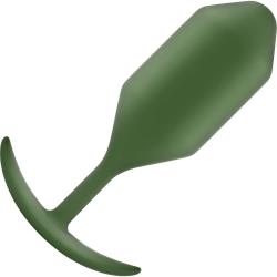 b-Vibe Snug Plug 4 Weighted Silicone Anal Toy, 5.2 Inch, Army