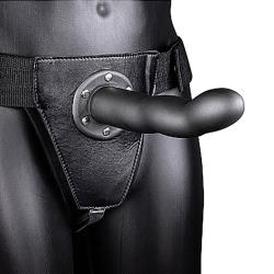 Ouch! Curved Hollow Strap-On, 8 Inch, Gunmetal