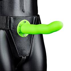 Ouch! Curved Hollow Strap-On, 8 Inch, Glow in the Dark