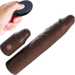 Fantasy X-tensions Elite 3 Inch Extra Length Vibrating Penis Extension, 9 Inch, Mocha