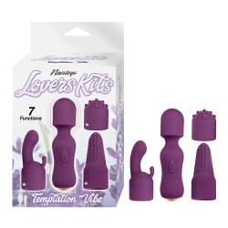 Lovers Kits Temptation Silicone Vibrator with 3 Attachments, Eggplant